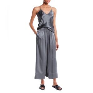 Theory Silk Smocked Rein Gray Pull-on Pants
